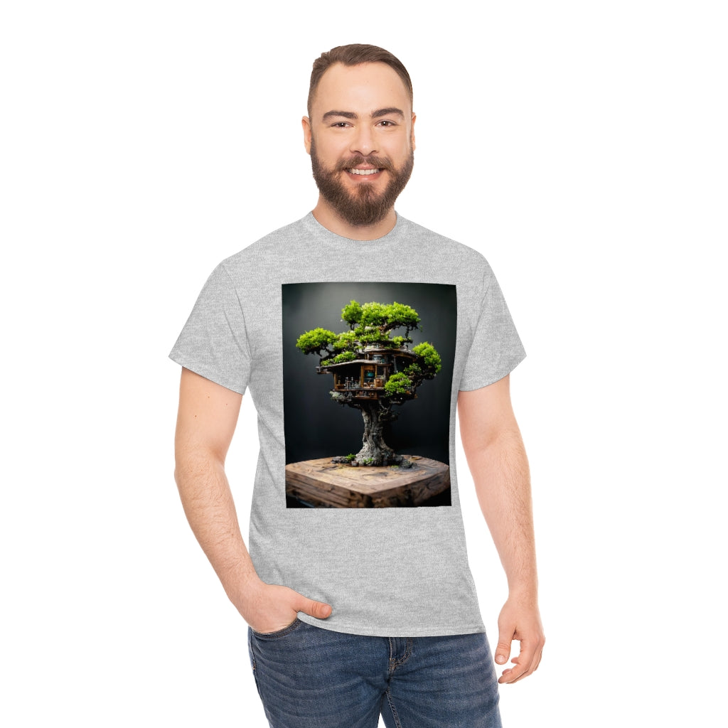 bonsai_oak_tree_treehouse_highly_detailed_octane_render - Unisex Heavy Cotton Tee